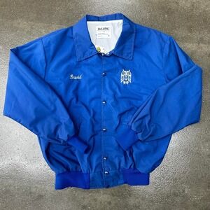 Vintage Delong Size XL Blue Embroidered Made In Usa Varsity Bomber Jacket